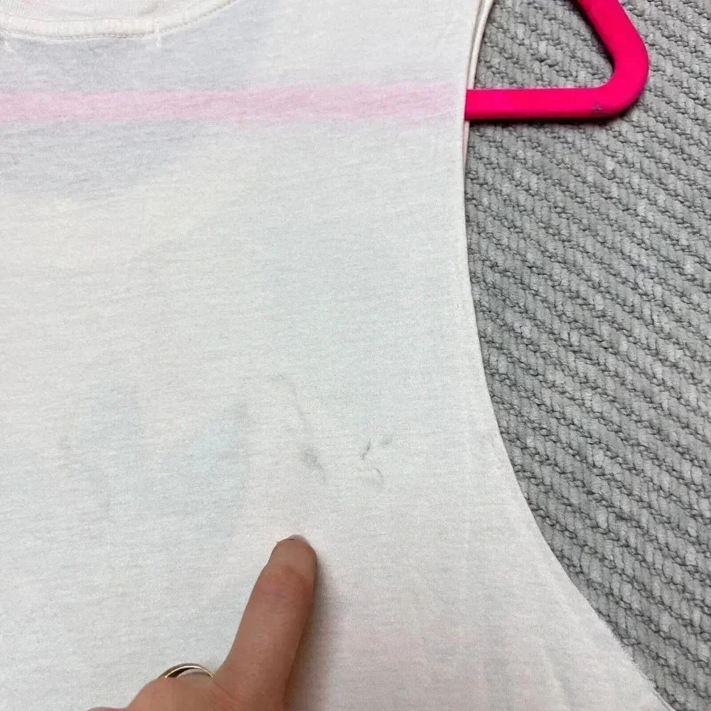 Letluv Anthropologie Womens White Bug Car Caliifornia Tank Top Sz S Beach Summer - Picture 7 of 10